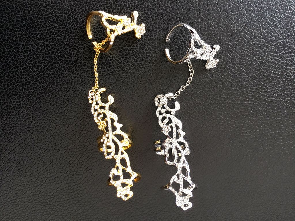 Cluster Rings Online Sale New Women Girl Silver Gold Crystal Rhinestone