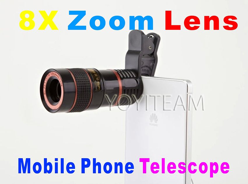 Mobile Phone Universal Telescope 8X Zoom Lens Black Color For Iphone