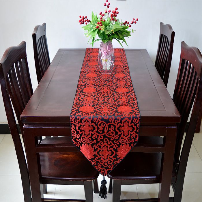 120 Inch Extra Long Damask Table Runner High End Decorative Dining