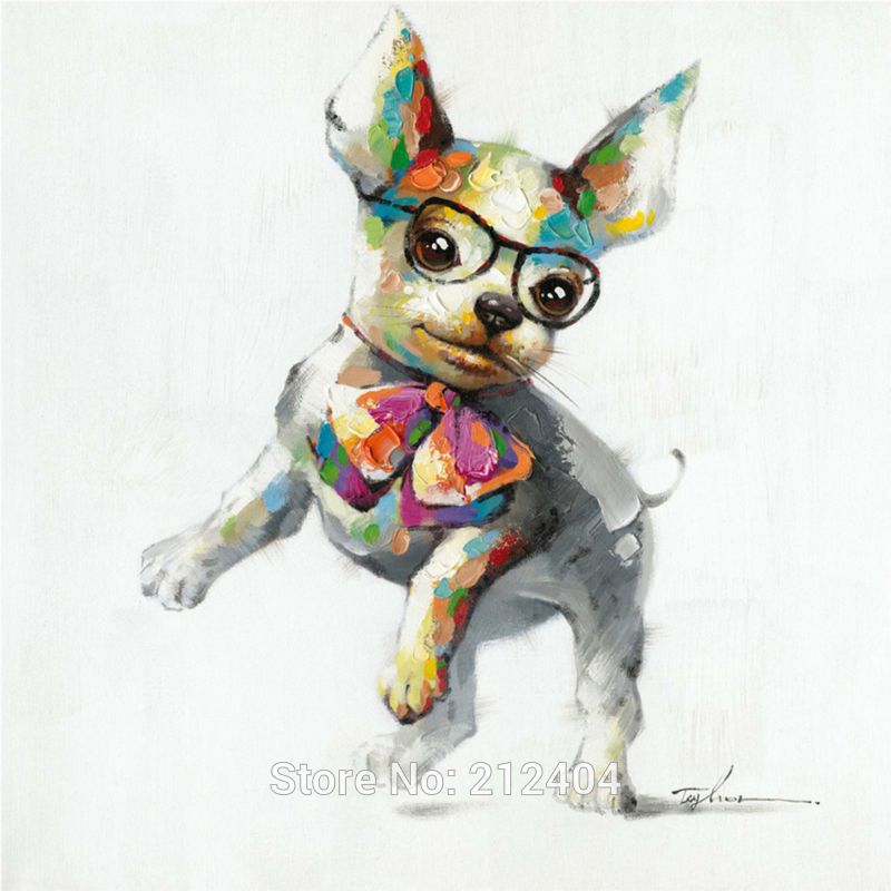 dog with glasses painting