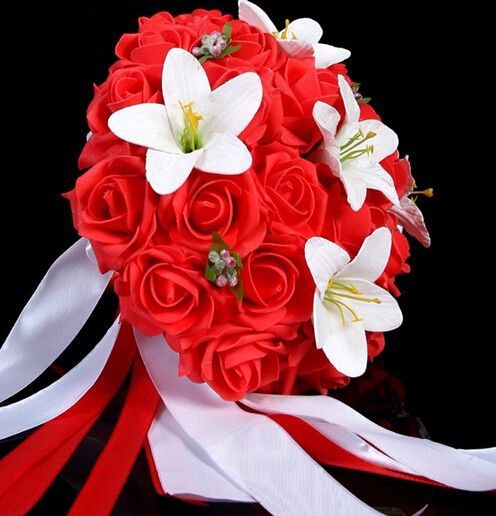 Red Rose And White Lily Winter Bride Flowers Garlands Handmade