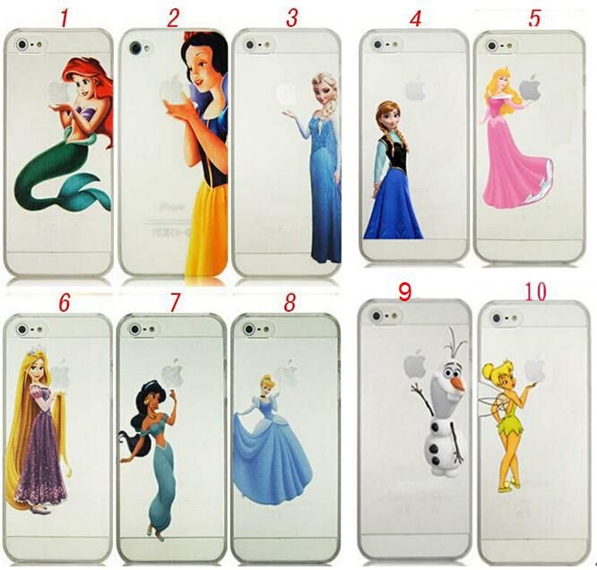 For Iphone 4 4s 5 5s 5c 6 6 Plus Princess Snow White Frozen Elsa Olaf Ariel Tinkerbell Little Mermaid Ariel Holding Logo Clear Crystal Case Otter Cell Phone Cases Personalized Cell
