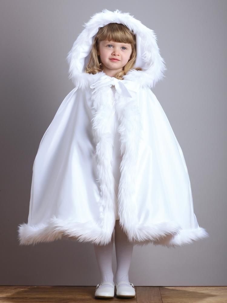 flower girl faux fur cape