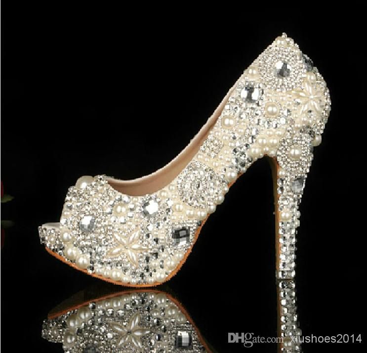 shoes with pearls and rhinestones