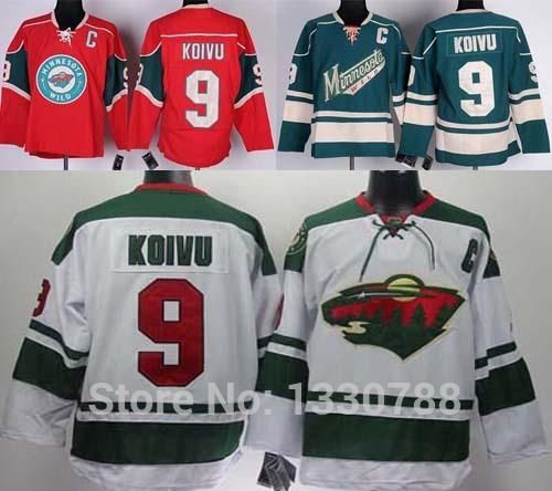 2020 2015 Best Quality Minnesota Wild Jersey #9 Mikko Koivu Home Red White Road Green Alternate ...