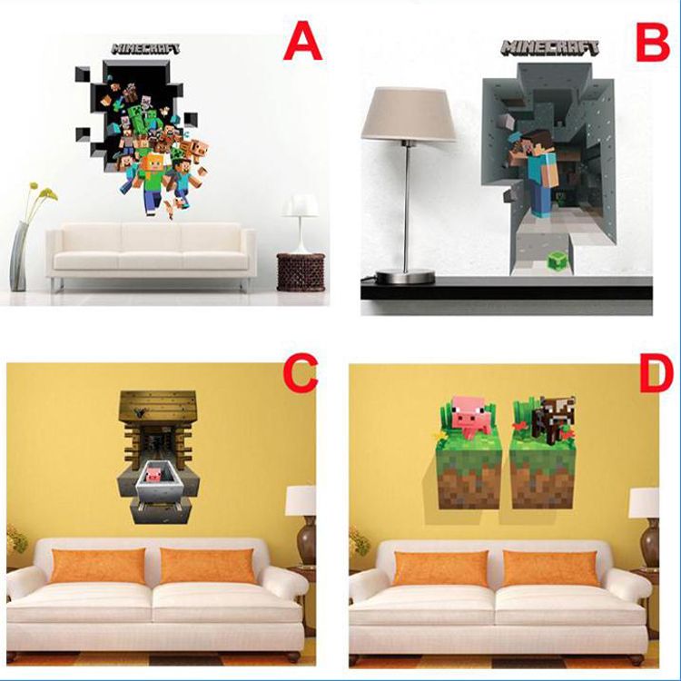 Compre 3d De Minecraft Etiqueta Engomada De La Pared De Dibujos