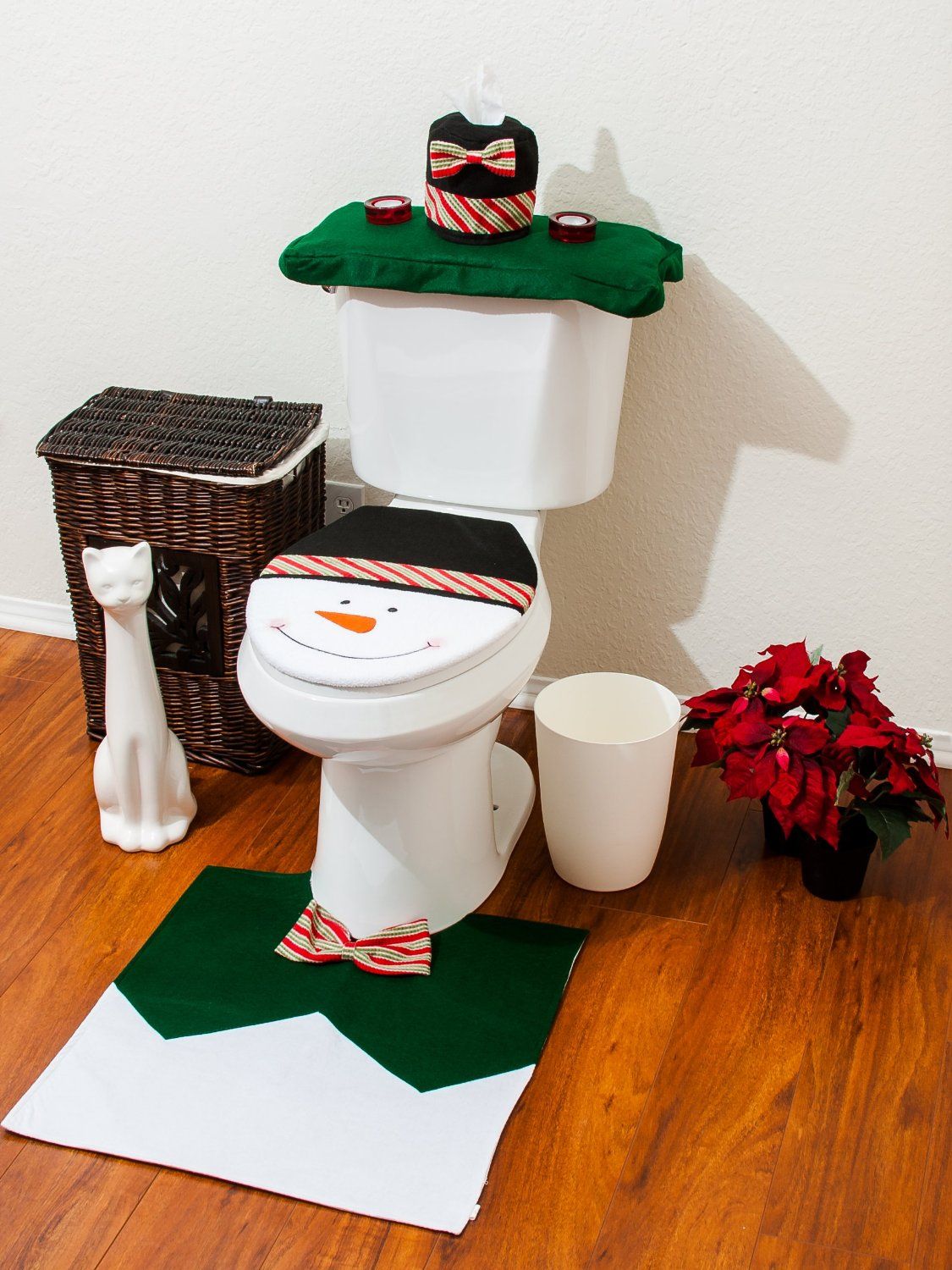 Decoración del hogar Navidad muñeco de Nieve Juego 3 Fundas para Inodoro con diseño de Papá Noel Quemu Co.,Ltd Alce y vemax.es