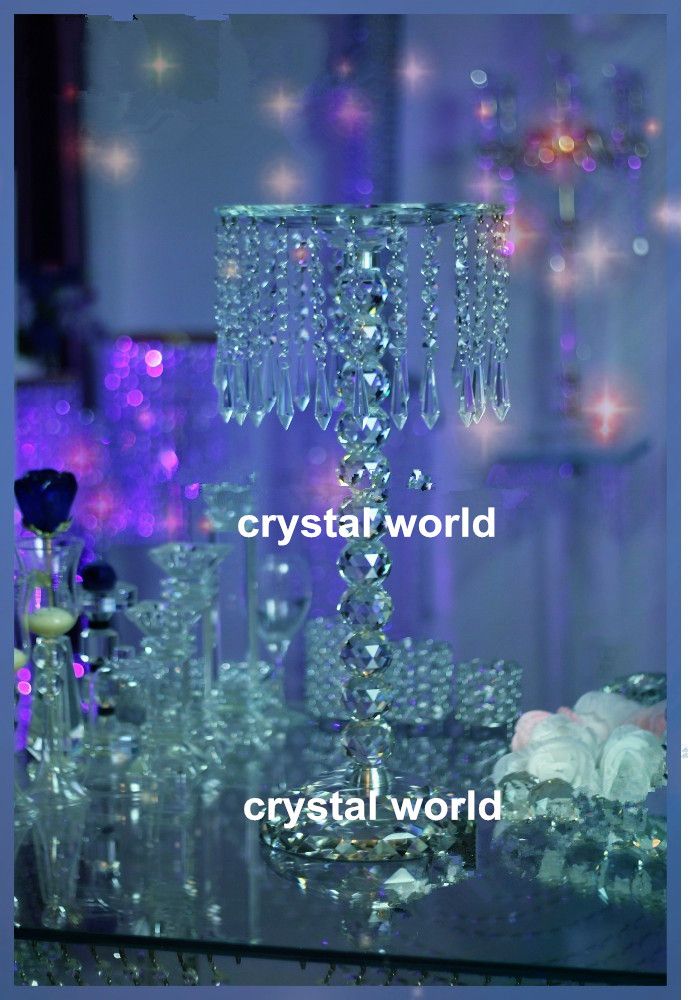 peças centrais altas do stand do standflower do cristal do acrylice do casamento