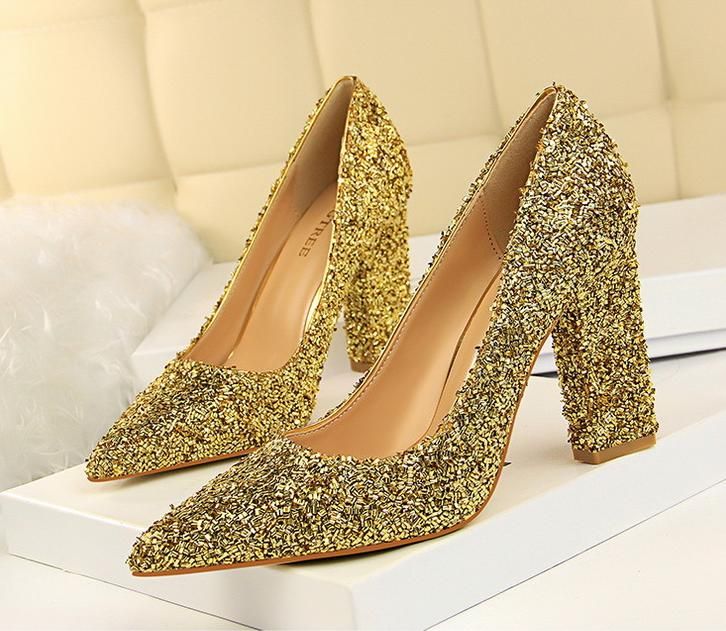gold heels pointed