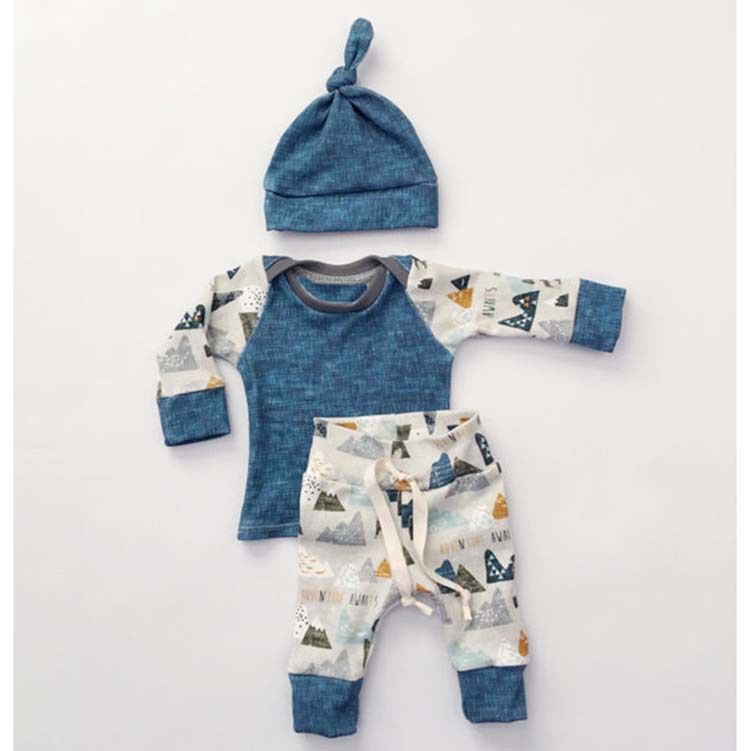 Compra Ropa De Bebé Conjunto Primavera Otoño Infant Toddler Boys Outfits  Algodón De Manga Larga Montaña Impresa T Shirt + Pantalones Largos +  Sombrero 3 UNIDS Ropa De Bebé Barato | Entrega