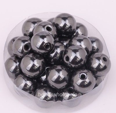 Negro al por mayor Bola Espaciador Perlas 4 mm 6 mm 8 mm 10 mm 12 mm