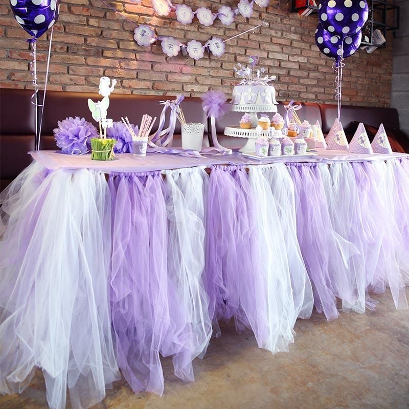 Ful Wedding Table Tulle Decorations 100cm 80cm Custom Made