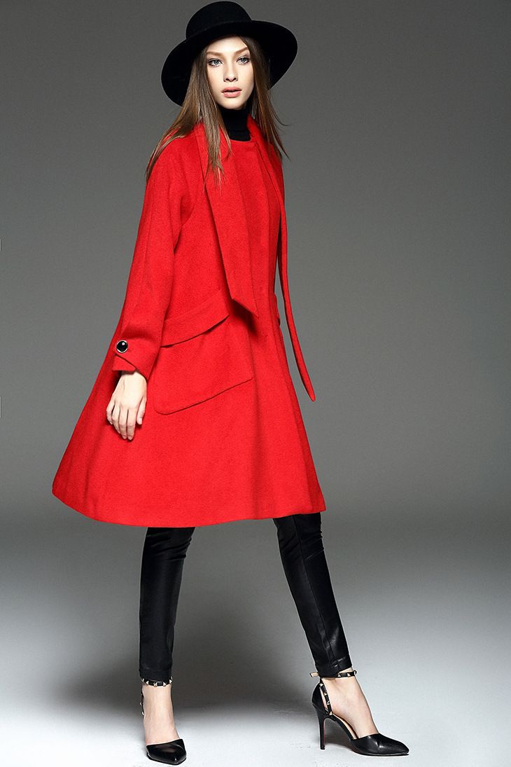 bright red wool coat