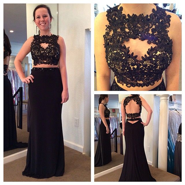 black evening crop top