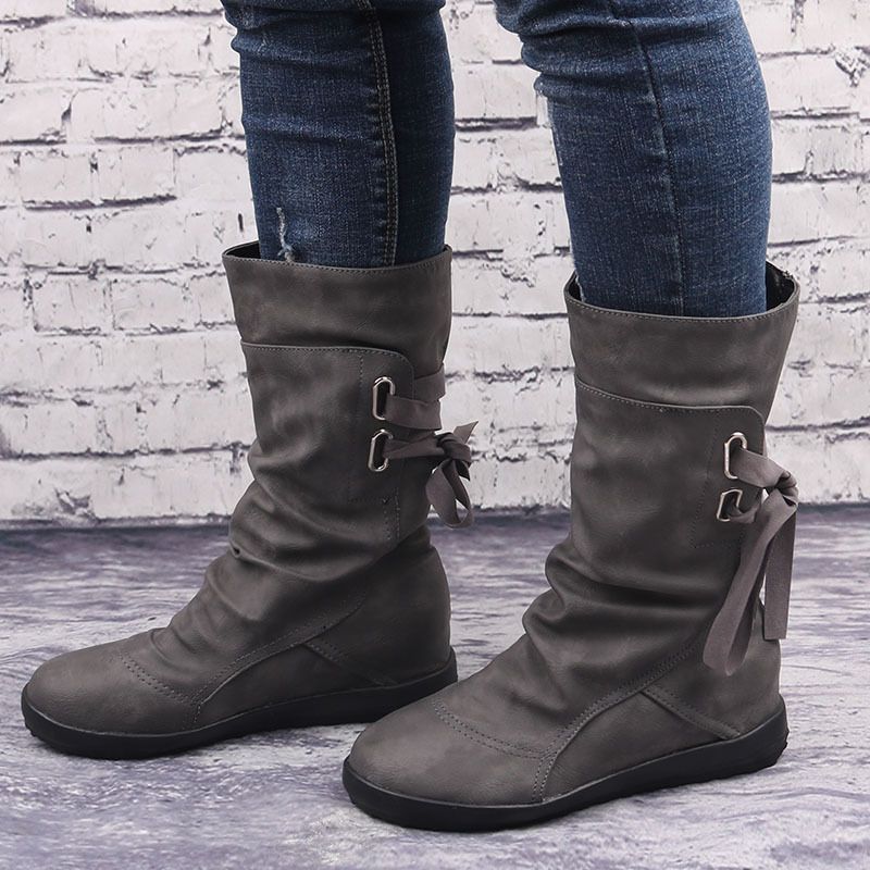 black leather winter boots