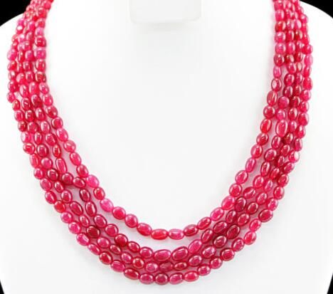 Amazing 522.00 Cts Earth Mined 4 Strand Red Ruby Round Shape Beads Necklace Amazing 522.00 Cts Earth Mined 4 Strand Red Ruby Round Shape Beads Necklace