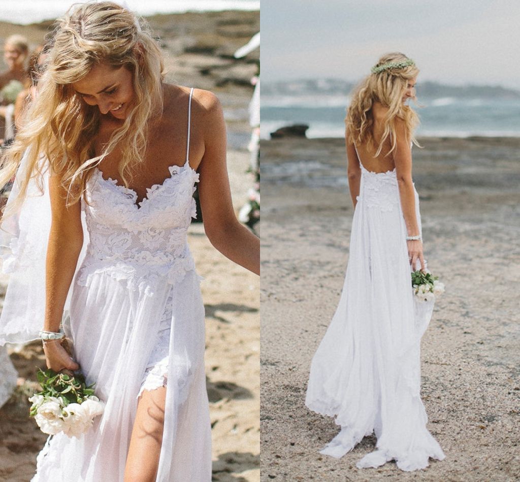 Discount Cheap Summer Beach Wedding Dresses Plus Size 2016 Spaghetti