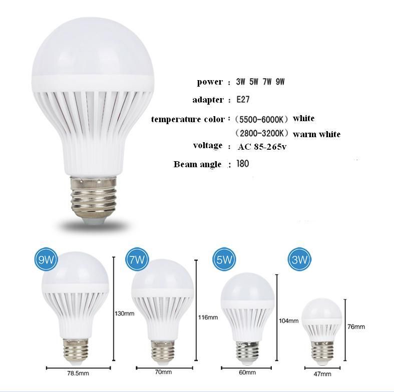 E27 Dimmable LED Globe Bulb 3W 5W 7W 9W 5730 SMD Light Lamp Energy Saving ST-174
