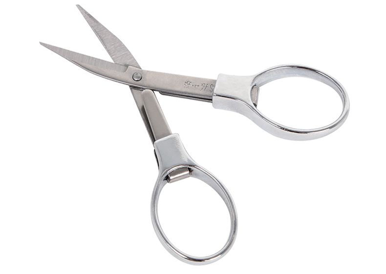 Stainless steel mini portable travel folding portable fishing small scissors double ring pull