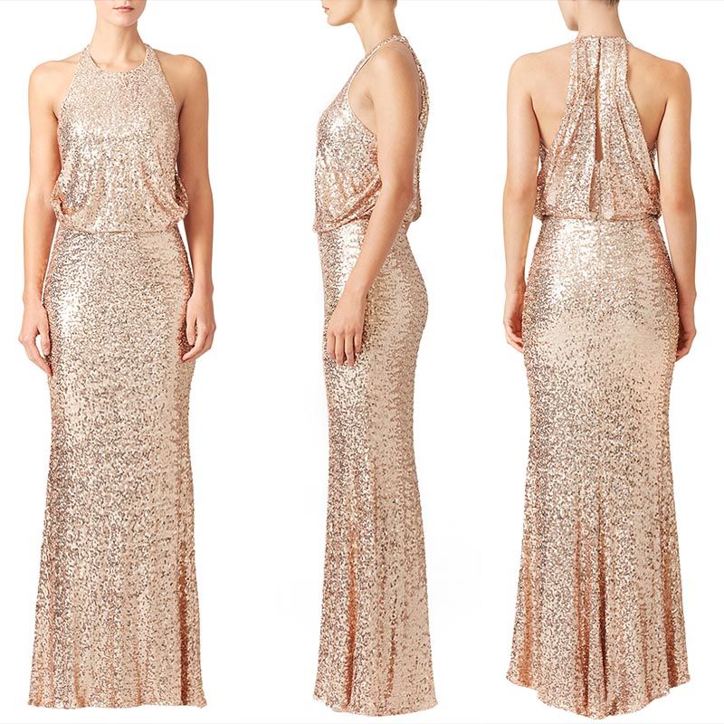 Hot Sale Rose Gold Sequined Bridesmaid Dresses Mermaid