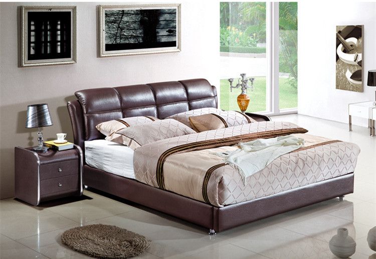 Genuine Leather Bed Noble Style Purple, Purple Leather Bed