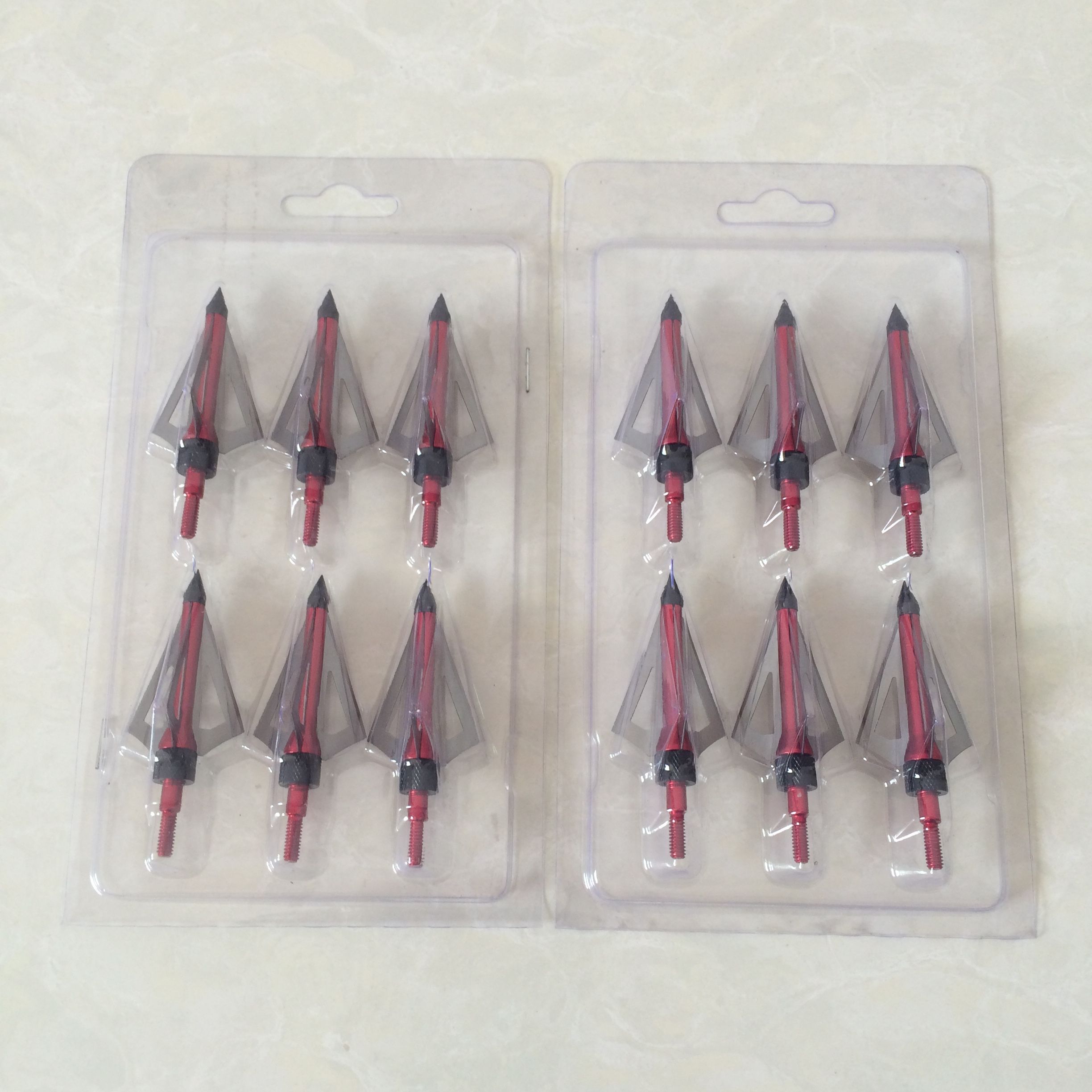 12Pcs Red Broadheads 100 Grain Arrowheads Hunting Compound Bow Crossbow Points