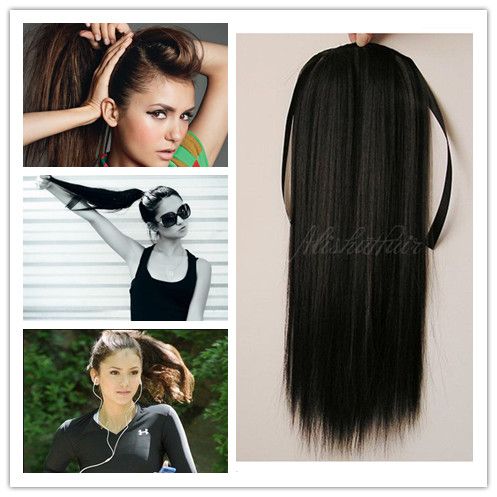 100 Natural Ponytail Extensions Remy Hair Straight Weave Bundles
