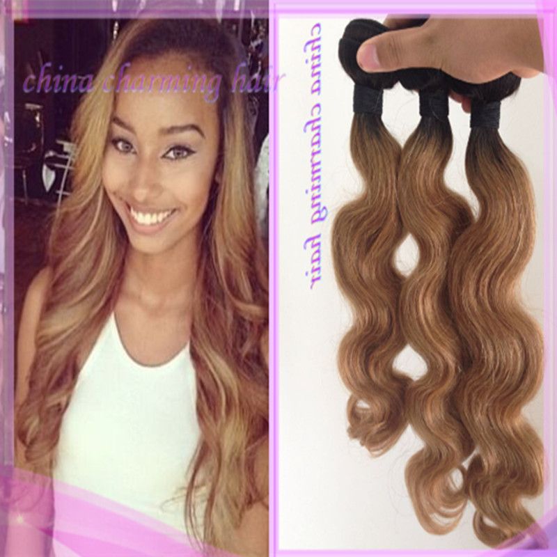 Dark Root 1b 27 Honey Blonde Ombre Two Tone Virgin Peruvian Human