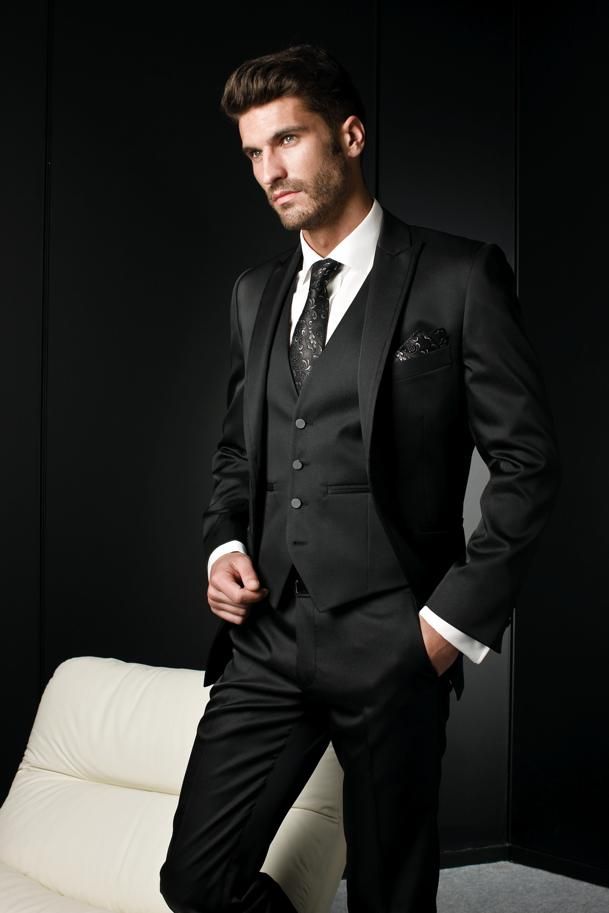 Compra 2015 Trajes De Esmoquin Por Encargo Del Smoking De Boda Barato Negro  Para Los Hombres Traje De Dos Piezas Con Un Solo Botón Barato | Entrega  Rápida Y Calidad | Es.Dhgate