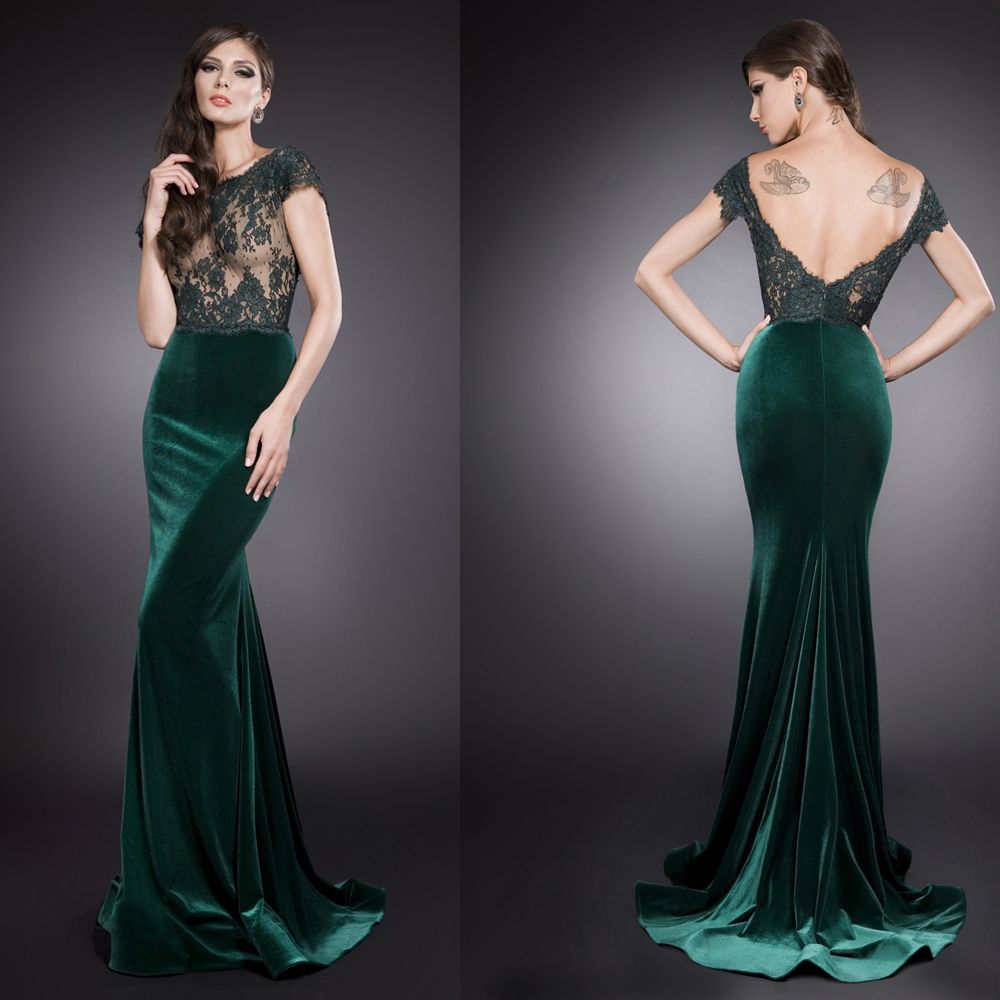 dark green velvet gown