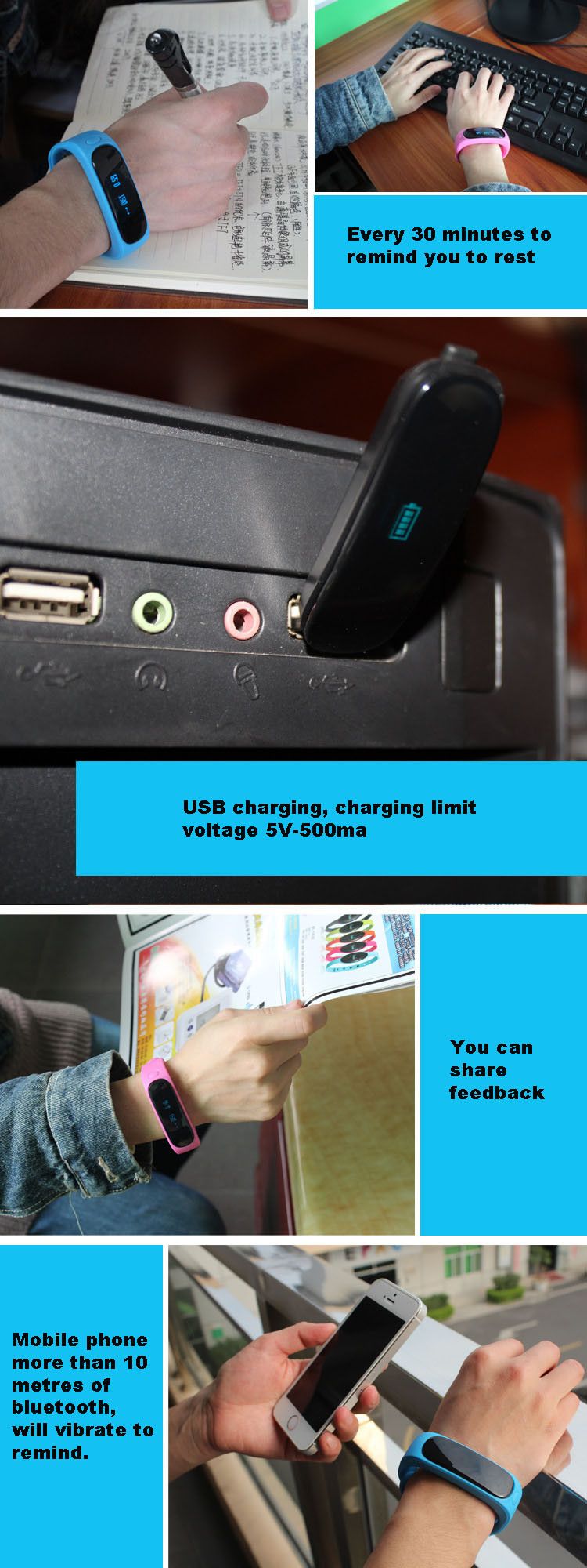 Smart Wristband E02 Bluetooth Waterproof Sports Wristband With Fitness