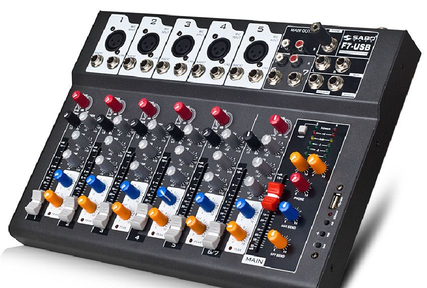 F7 USB Mini Audio Mixer Console With USB,Built In Effect Processor