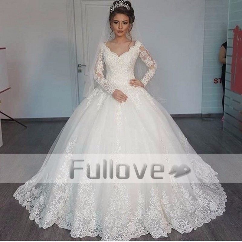 Discount Decent High Neck A Line Satin Long Sleeve Wedding Dresses Lace Appliques Sweep Train Princess Wedding Dresses Cut Back Vintage Wedding Gowns Fashion Wedding Dresses Grecian Wedding Dresses From Mirusponsawedding 160 05