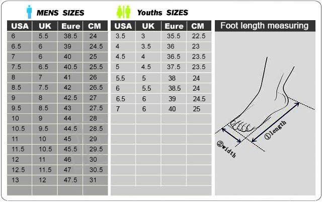 Youth Cleat Size Chart