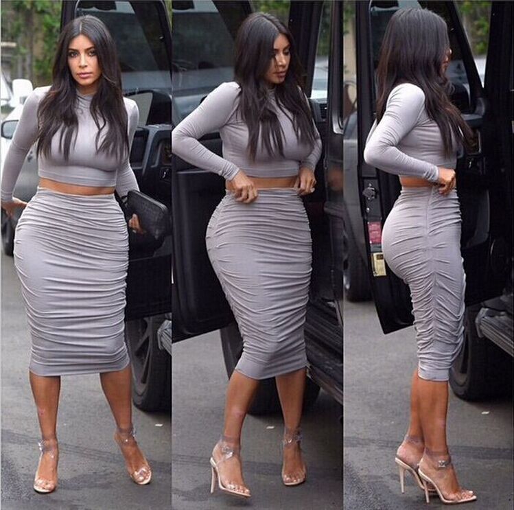 long grey bodycon dress