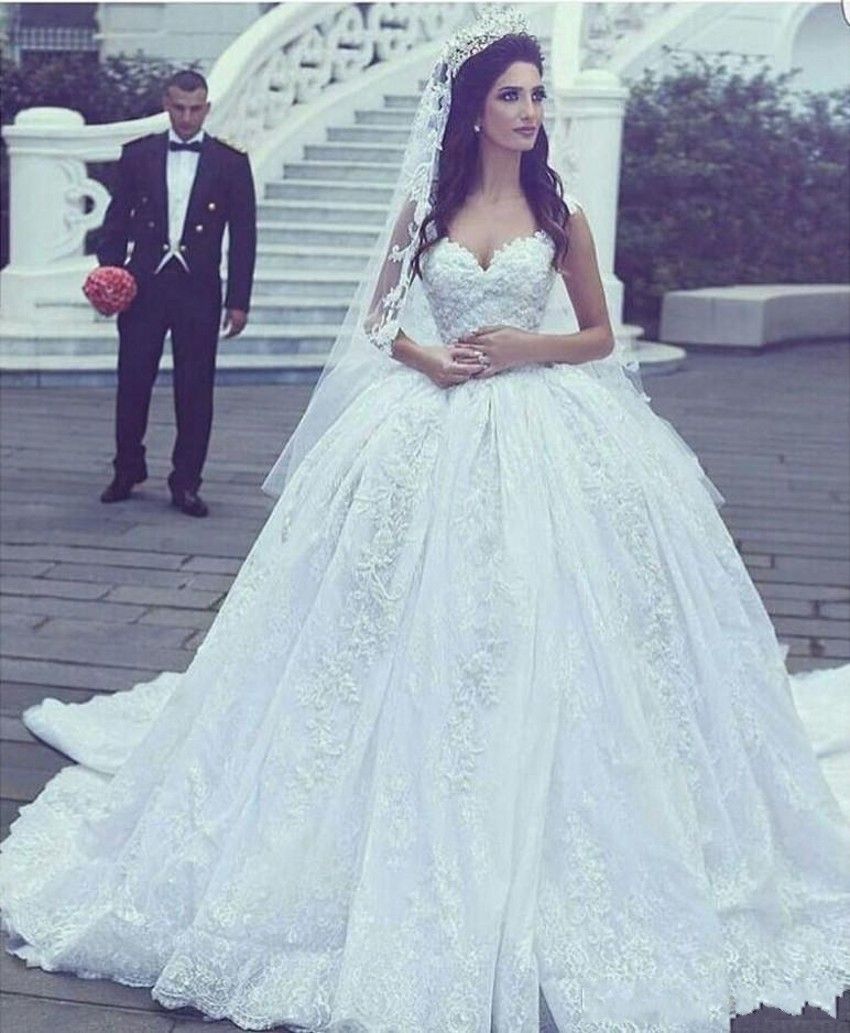 2020 nuevo estilo árabe lujo una línea de vestidos de novia de encaje