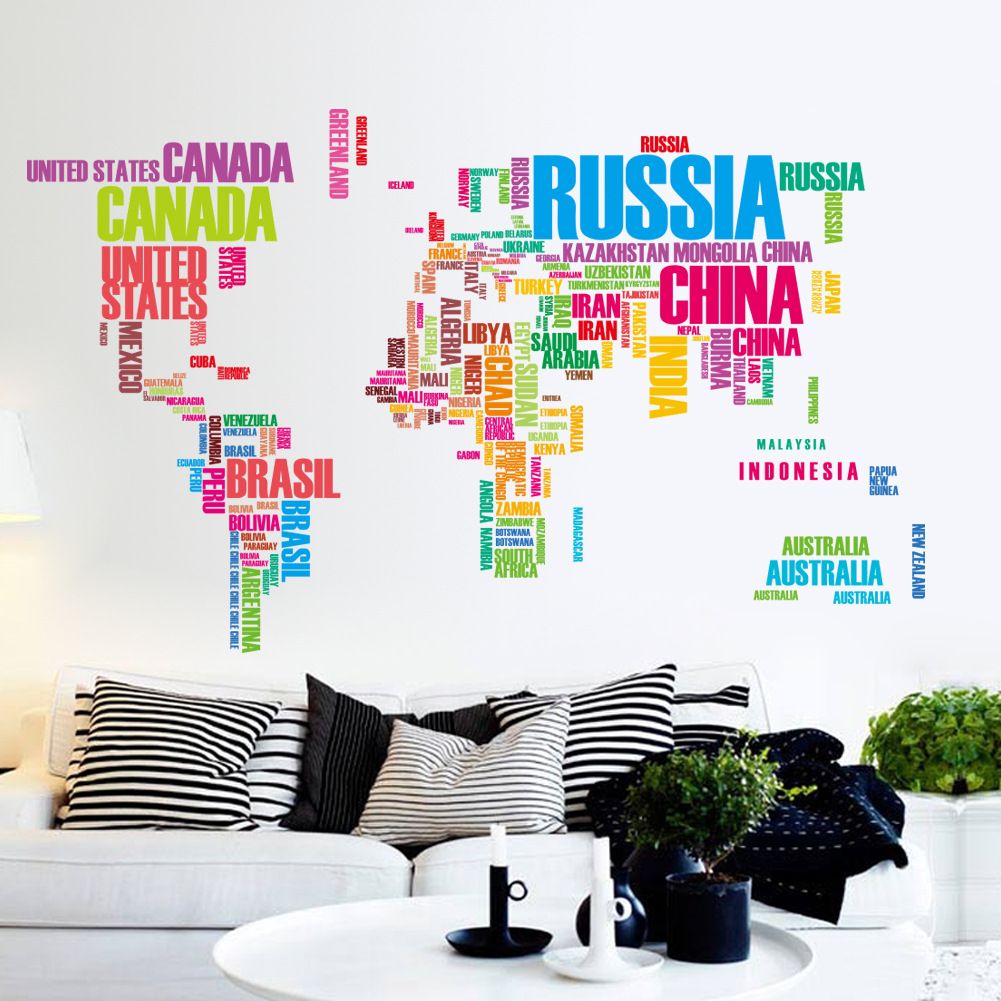 Colorful World Map Wall Art Mural Poster Sticker Decor Lettering Wall Quote Decal Sticker Diy Living Room Bedroom Wall Decoration Decal Vinyl Decals Walls Vinyl For Wall Decals From Magicforwall 2 64 Dhgate Com