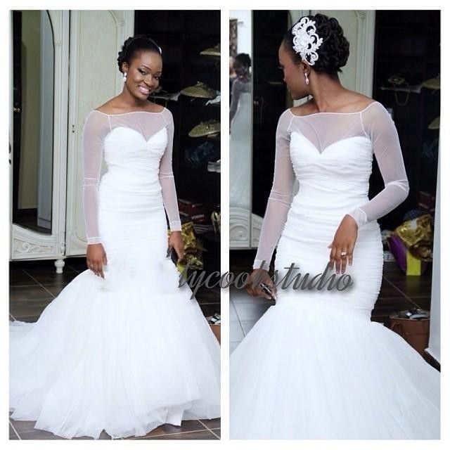 2016 New Vestido De Noiva Sereia White Lace Nigerian Wedding