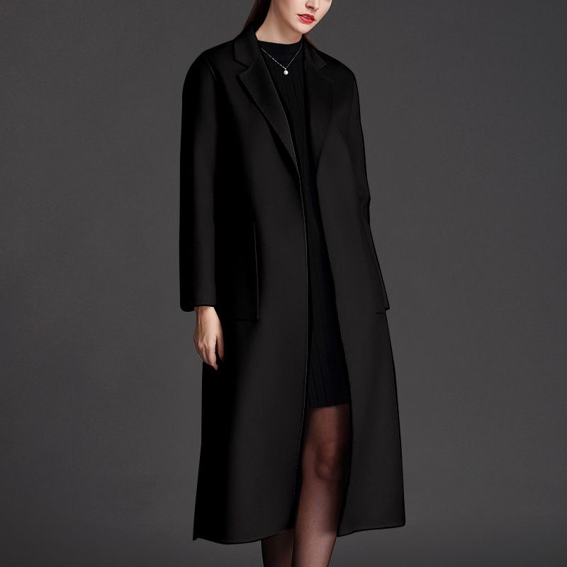 womens long black wool coat uk