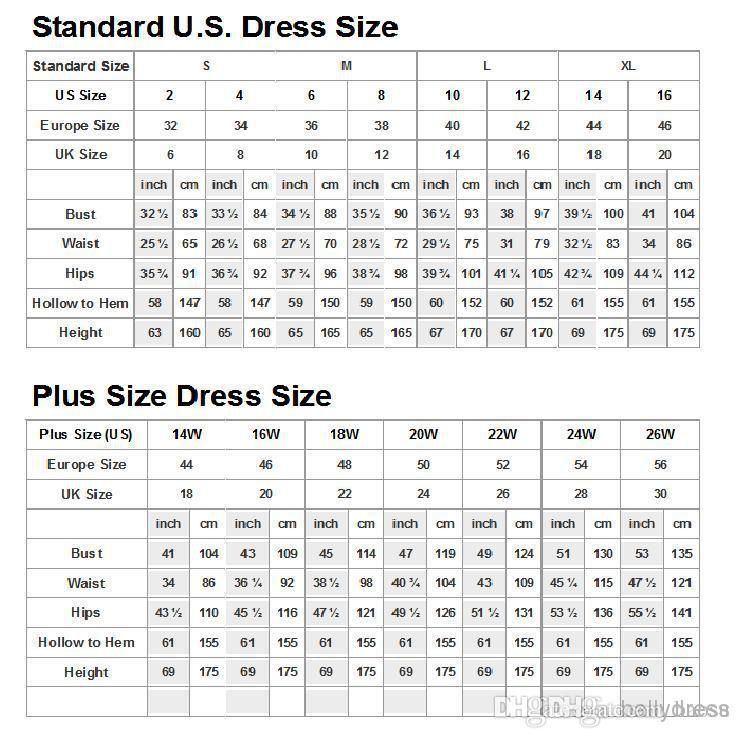 Bridesmaid Dress Measurements Size Chart