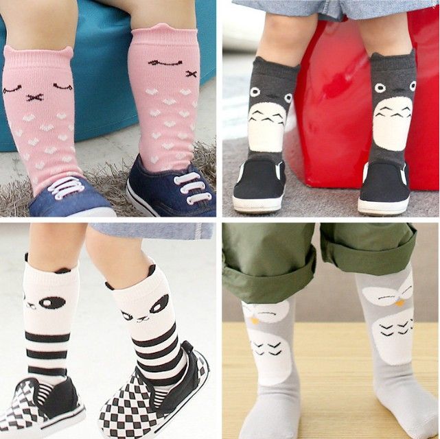 Baby Kids Girls Toddlers Cute Cartoon Cotton Knee High Socks Tights Leg Age 0-3 