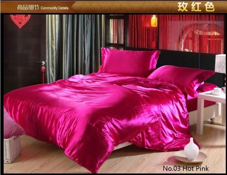 Hot Pink Silk Sheets Bedding Sets California King Queen Full Twin