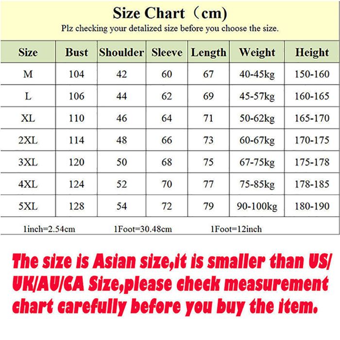 Asian Hoodie Size Chart