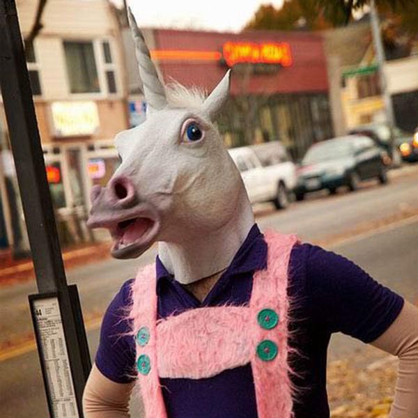 Destructivo móvil Inmundo Máscaras de Halloween Máscaras de látex de moda de danza de unicornio blanco Destructivo móvil Inmundo Máscaras de Halloween Máscaras de látex de moda de danza de unicornio blanco