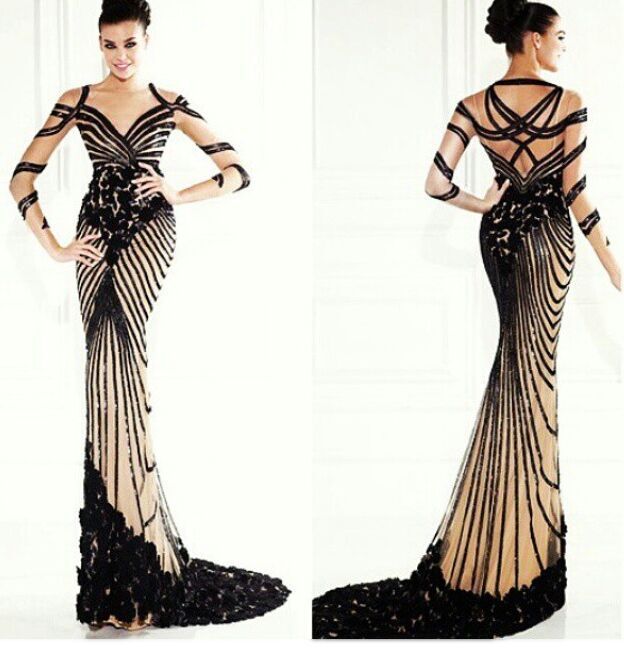 black and white formal gowns