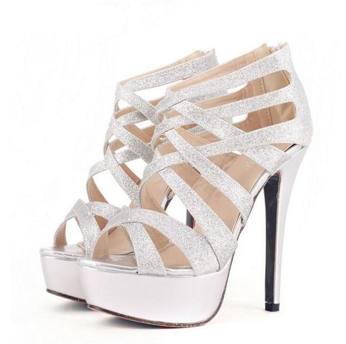silver high sandals uk