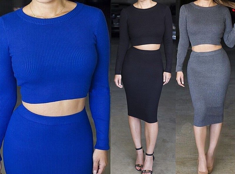crop sweater and skirt set