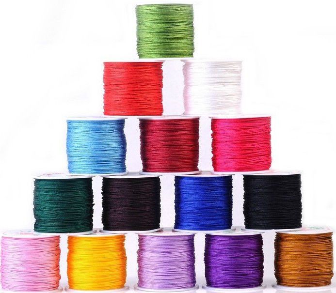 Chinese Knot Satin Nylon Braided Cord Macrame Beading Rattail Wire Cord 20M