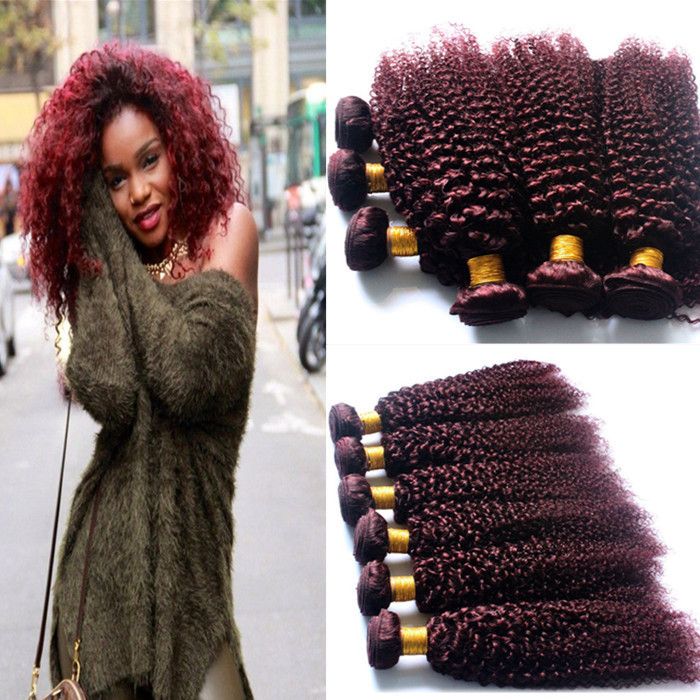 Ombre Malaysian Virgin Afro Kinky Curly Hair 99j Burgundy Ombre