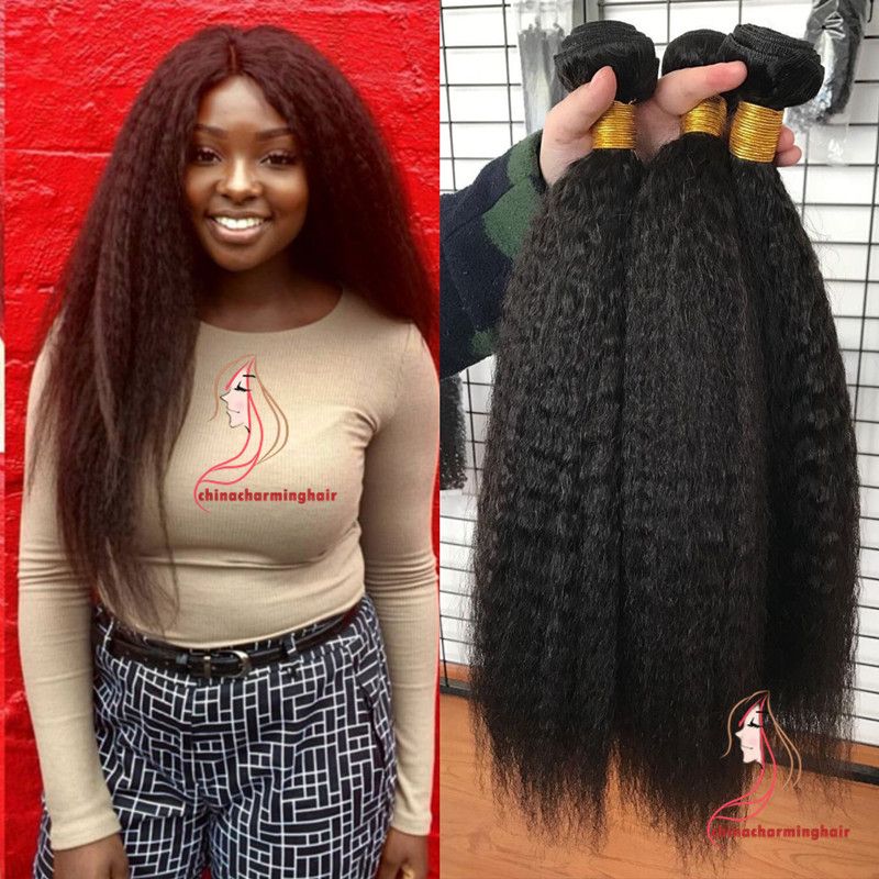 3 Bundles Virgin Brazilian Yaki Straight Kinky Straight Hair Afro